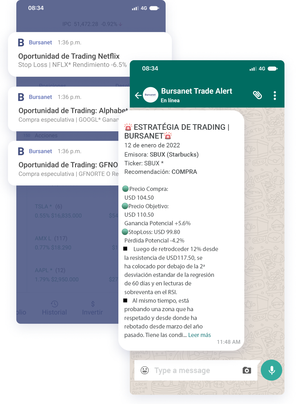 Alerta mobile de trading en Bursanet