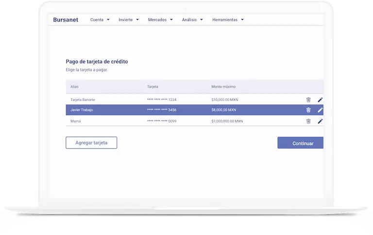 Paga tu tarjeta de crédito en Bursanet